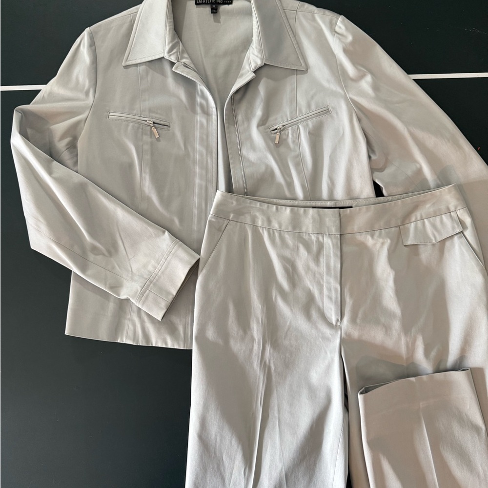 Lafayette 148 New York Gray Pantsuit Elegant Design